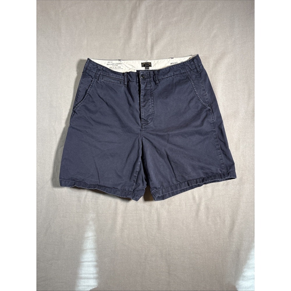 Wallace & Barnes Cotton Field Chino Shorts Mens 33 Blue Military Casual Preppy